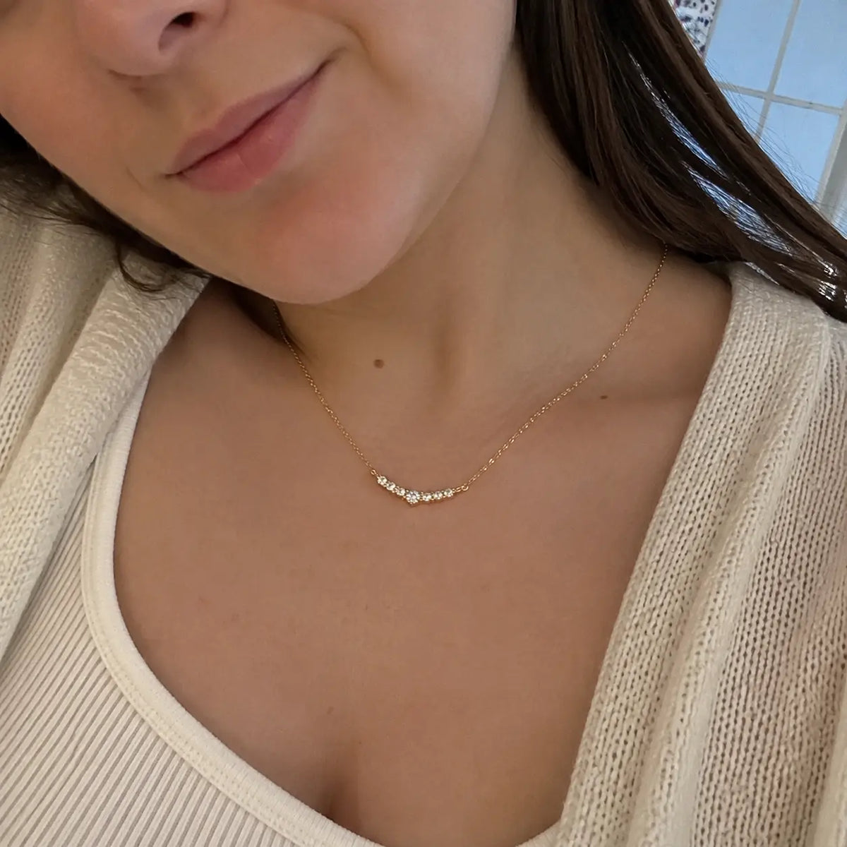 Gold-Plated Sterling Silver Collarbone Necklace Velvina