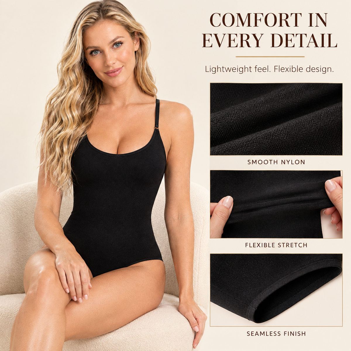 Women's Seamless Shapewear Bodysuit – Tummy Control Body Shaper