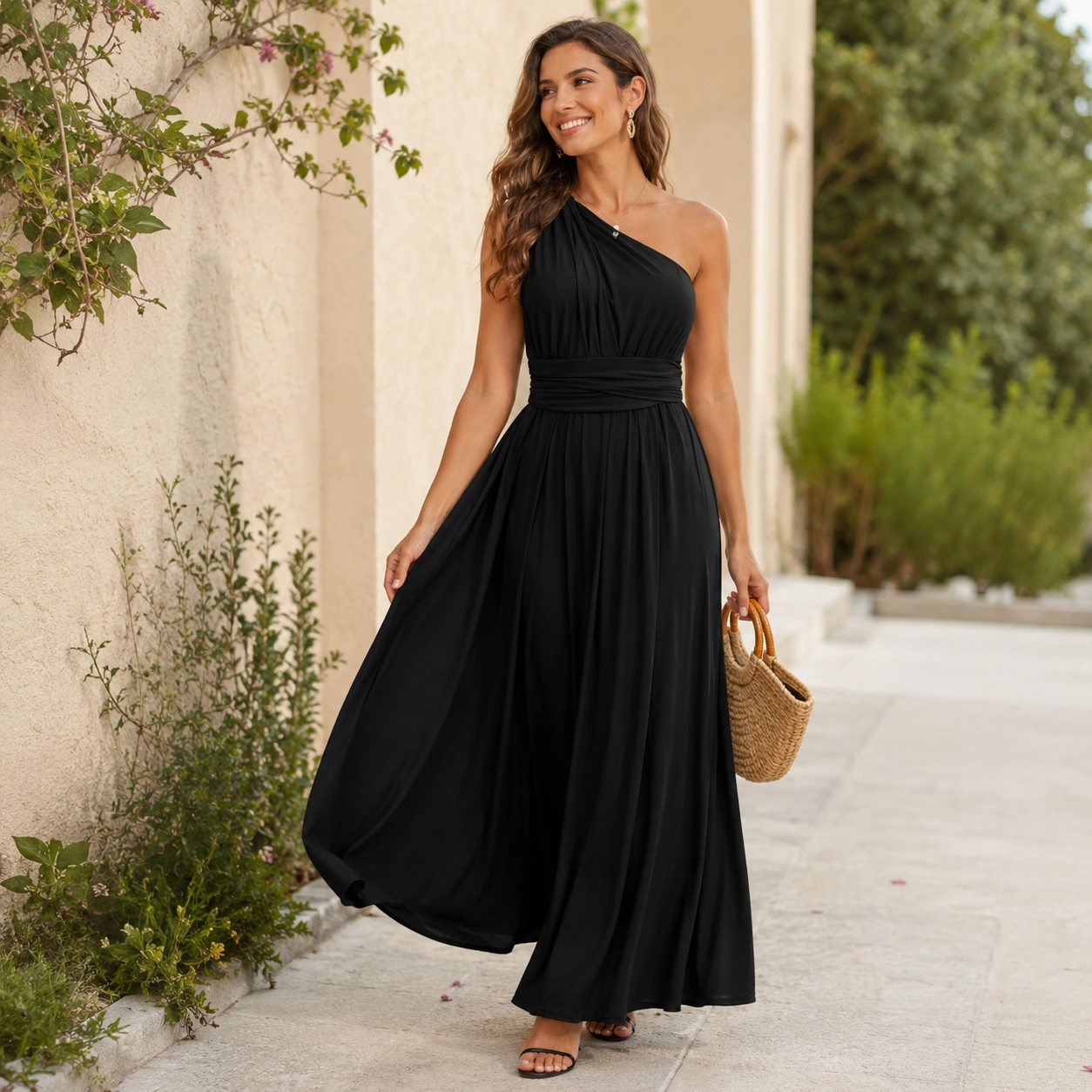 Solid Color Strappy Maxi Dress Lace Up Sleeveless Bodycon
