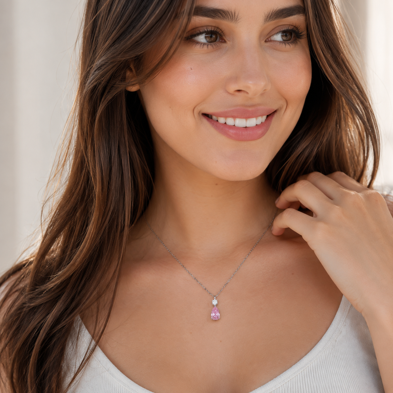 Diamond Teardrop Necklace for Women